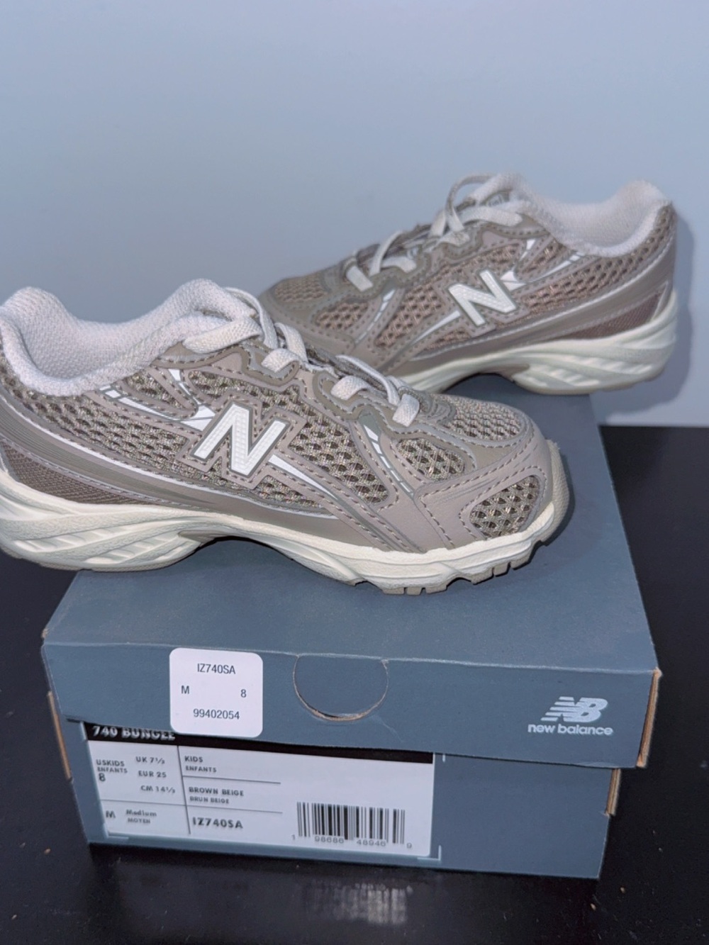 New Balance Kids' Taupe Mesh Lace-Up Sneakers